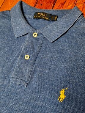 Polo Ralph Lauren Mens Size Large Solid Blue Short Sleeve Shirt A1